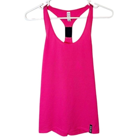 Under Armour Tank Top Hot Pink Fuchsia Running Racerback Semi-fitted Heat Gear - Picture 1 of 7